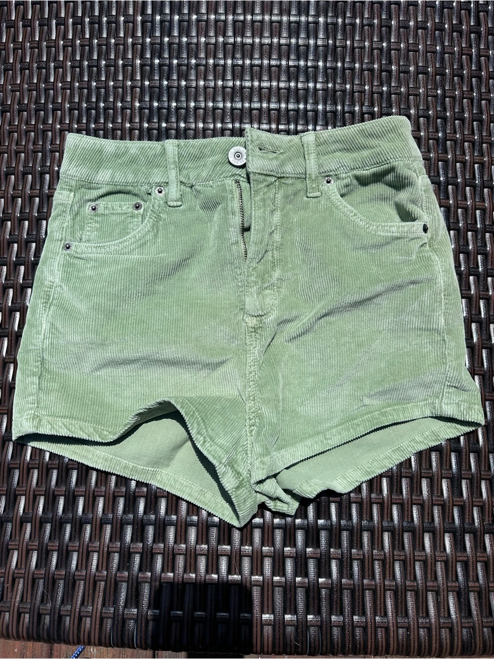 BDG Light Green Corduroy High-Waist Shorts